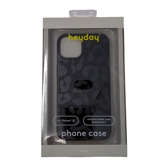 heyday Apple iPhone 13‎ Case Antimicrobial Black Leopard Print Phone Case - Picture 2 of 6
